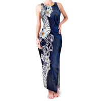 Blue Samoa Tattoo Family Matching Tank Maxi Dress and Hawaiian Shirt Plumeria Samoan Ocean Tatau Pattern LT14 Mom's Dress Blue - Polynesian Pride