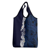 Blue Samoa Tattoo Grocery Bag Plumeria Samoan Ocean Tatau Pattern - Polynesian Pride