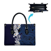 Blue Samoa Tattoo Leather Bag Plumeria Samoan Ocean Tatau Pattern - Polynesian Pride