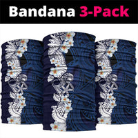 Blue Samoa Tattoo Neck Gaiter Plumeria Samoan Ocean Tatau Pattern - Polynesian Pride