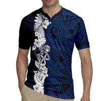 Blue Samoa Tattoo Rugby Jersey Plumeria Samoan Ocean Tatau Pattern - Polynesian Pride
