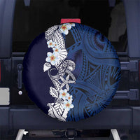 Blue Samoa Tattoo Spare Tire Cover Plumeria Samoan Ocean Tatau Pattern - Polynesian Pride