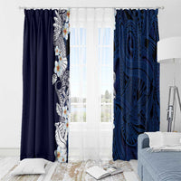 Blue Samoa Tattoo Window Curtain Plumeria Samoan Ocean Tatau Pattern - Polynesian Pride