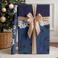 Blue Samoa Tattoo Wrapping Paper Plumeria Samoan Ocean Tatau Pattern - Polynesian Pride