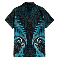 Aotearoa Pounamu Niho Family Matching Long Sleeve Bodycon Dress and Hawaiian Shirt Silver Fern Mix Maori Pattern - Turquoise LT14 - Polynesian Pride