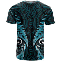 Aotearoa Pounamu Niho T Shirt Silver Fern Mix Maori Pattern - Turquoise
