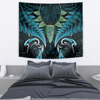 Aotearoa Pounamu Niho Tapestry Silver Fern Mix Maori Pattern - Turquoise