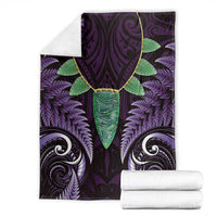 Aotearoa Pounamu Niho Blanket Silver Fern Mix Maori Pattern - Purple