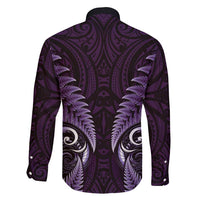Aotearoa Pounamu Niho Family Matching Mermaid Dress and Hawaiian Shirt Silver Fern Mix Maori Pattern - Purple LT14 - Polynesian Pride