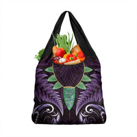 Aotearoa Pounamu Niho Grocery Bag Silver Fern Mix Maori Pattern - Purple