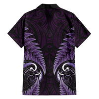 Aotearoa Pounamu Niho Hawaiian Shirt Silver Fern Mix Maori Pattern - Purple