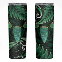 Aotearoa Pounamu Niho Skinny Tumbler Silver Fern Mix Maori Pattern - Green LT14 Green - Polynesian Pride