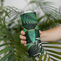 Aotearoa Pounamu Niho Skinny Tumbler Silver Fern Mix Maori Pattern - Green LT14 - Polynesian Pride