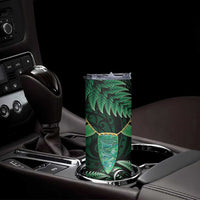 Aotearoa Pounamu Niho Skinny Tumbler Silver Fern Mix Maori Pattern - Green LT14 - Polynesian Pride