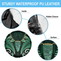Aotearoa Pounamu Niho Spare Tire Cover Silver Fern Mix Maori Pattern - Green LT14 - Polynesian Pride