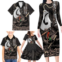 Aotearoa Hei Matau Family Matching Long Sleeve Bodycon Dress and Hawaiian Shirt Haka Kiwi Mix Maori Mangopare LT14 - Polynesian Pride