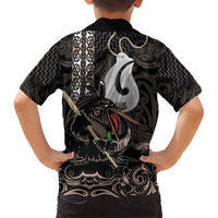 Aotearoa Hei Matau Family Matching Short Sleeve Bodycon Dress and Hawaiian Shirt Haka Kiwi Mix Maori Mangopare LT14 - Polynesian Pride
