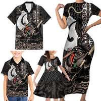 Aotearoa Hei Matau Family Matching Short Sleeve Bodycon Dress and Hawaiian Shirt Haka Kiwi Mix Maori Mangopare LT14 - Polynesian Pride