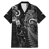 New Zealand Tiki Tennis Family Matching Mermaid Dress and Hawaiian Shirt 2024 Aotearoa Tenehi Maori Silver Fern - Black LT14 Dad's Shirt - Short Sleeve Black - Polynesian Pride