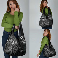 New Zealand Tiki Tennis Grocery Bag Aotearoa Tenehi Maori Silver Fern - Black