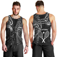 New Zealand Tiki Tennis Men Tank Top 2024 Aotearoa Tenehi Maori Silver Fern - Black LT14 - Polynesian Pride