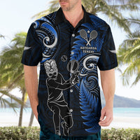 Custom New Zealand Tiki Tennis Hawaiian Shirt 2024 Aotearoa Tenehi Maori Silver Fern - Blue LT14 - Polynesian Pride