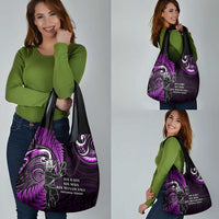 New Zealand Tiki Tennis Grocery Bag Aotearoa Tenehi Maori Silver Fern - Purple