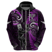 Custom New Zealand Tiki Tennis Hoodie 2024 Aotearoa Tenehi Maori Silver Fern - Purple LT14 - Polynesian Pride