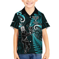 Custom New Zealand Tiki Tennis Kid Hawaiian Shirt 2024 Aotearoa Tenehi Maori Silver Fern - Turquoise LT14 Kid Turquoise - Polynesian Pride