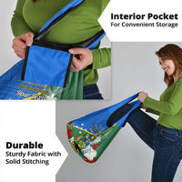 Personalised Halo Olaketa Solomon Islands Grocery Bag Coat Of Arms With Tropical Flowers