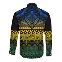 Halo Olaketa Solomon Islands Long Sleeve Button Shirt Melanesian Tribal Pattern Gradient Version LT14 - Polynesian Pride