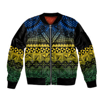 Halo Olaketa Solomon Islands Sleeve Zip Bomber Jacket Melanesian Tribal Pattern Gradient Version LT14 Unisex Black - Polynesian Pride