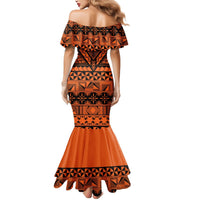 Halo Olaketa Solomon Islands Mermaid Dress Melanesian Tribal Pattern Orange Version LT14 - Polynesian Pride