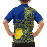 Fakaalofa Lahi Atu Niue Family Matching Puletasi and Hawaiian Shirt Niuean Map With Hiapo Pattern Blue Version LT14 - Polynesian Pride