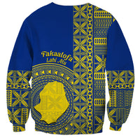 Fakaalofa Lahi Atu Niue Sweatshirt Niuean Map With Hiapo Pattern Blue Version LT14 - Polynesian Pride