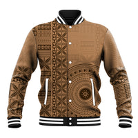 Fakaalofa Lahi Atu Niue Baseball Jacket Vintage Hiapo Pattern Brown Version LT14 Unisex Brown - Polynesian Pride