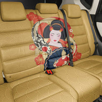 Japanese Geisha Koi Fish Back Car Seat Cover Cherry Blossoms Yellow Seigaiha Pattern - Polynesian Pride