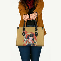 Japanese Geisha Koi Fish Leather Bag Cherry Blossoms Yellow Seigaiha Pattern - Polynesian Pride