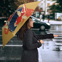 Japanese Geisha Koi Fish Umbrella Cherry Blossoms Yellow Seigaiha Pattern - Polynesian Pride