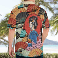 Japanese Geisha Katana Hawaiian Shirt Japan Sensu Seigaiha Pattern - Polynesian Pride