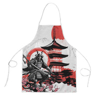 Japanese Samurai Warrior Enso Apron Japan Pagoda Sakura Watercolor - Polynesian Pride