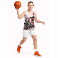 Japanese Samurai Warrior Enso Basketball Jersey Japan Pagoda Sakura Watercolor - Polynesian Pride