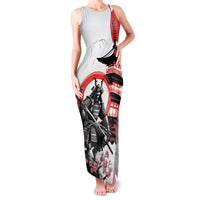 Japanese Samurai Warrior Enso Family Matching Tank Maxi Dress and Hawaiian Shirt Japan Pagoda Sakura Watercolor LT14 Mom's Dress White - Polynesian Pride