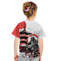 Japanese Samurai Warrior Enso Kid T Shirt Japan Pagoda Sakura Watercolor - Polynesian Pride