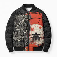 Japanese Dragon Katana Enso Bomber Puffer Jacket Japan Pagoda Seamless Cloud - Polynesian Pride