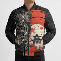 Japanese Dragon Katana Enso Bomber Puffer Jacket Japan Pagoda Seamless Cloud - Polynesian Pride