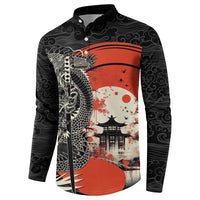 Japanese Dragon Katana Enso Button Sweatshirt Japan Pagoda Seamless Cloud - Polynesian Pride