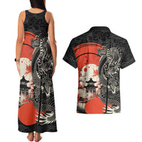 Japanese Dragon Katana Enso Couples Matching Tank Maxi Dress and Hawaiian Shirt Japan Pagoda Seamless Cloud LT14 - Polynesian Pride