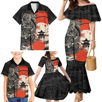 Japanese Dragon Katana Enso Family Matching Mermaid Dress and Hawaiian Shirt Japan Pagoda Seamless Cloud LT14 - Polynesian Pride