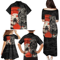 Japanese Dragon Katana Enso Family Matching Puletasi and Hawaiian Shirt Japan Pagoda Seamless Cloud LT14 - Polynesian Pride